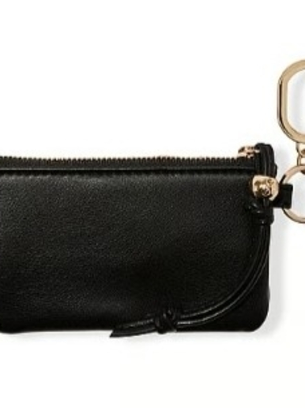 Victoria's Secret Zip Coin Purse Black with Gold Hardware Keychain